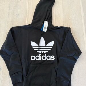 Adidas Black Hoodie with White Trefoil Logo